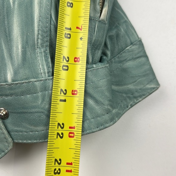 Sabani turquoise white marbled leather jacket made in Italy size xxs - Picture 7 of 15